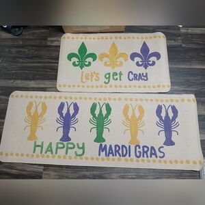 Festive Mardi Gras Door Mat Set - Green, Yellow, Purple